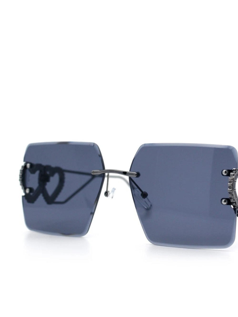 NWT Black Gradient Y2K Decorative 🖤 Hearts🖤 Rimless Square Sunglasses